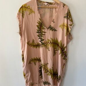 Cali Dreaming Fern Palm Leafy V-Neck Dress Tunic
